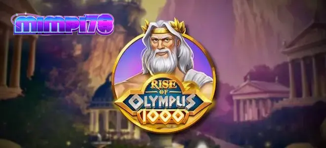 Tampilan visual slot Rise of Olympus 1000 dengan tema dewa Yunani